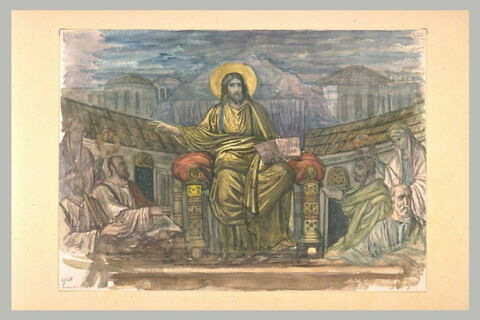 Le Christ et les apôtres, voûte de l'abside de Sainte Pudentienne à Rome, image 1/1