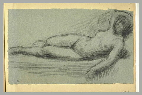 Femme couchée, nue, le bras droit derrière la tête