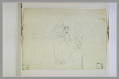 Soldat faisant la cour à une femme coiffée d'un bonnet phrygien, image 1/1