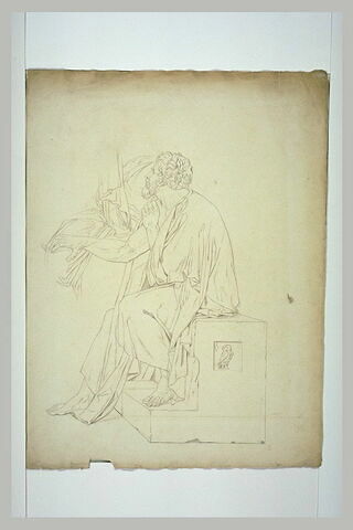 Vieillard assis, profil vers la gauche: un disciple de Socrate
