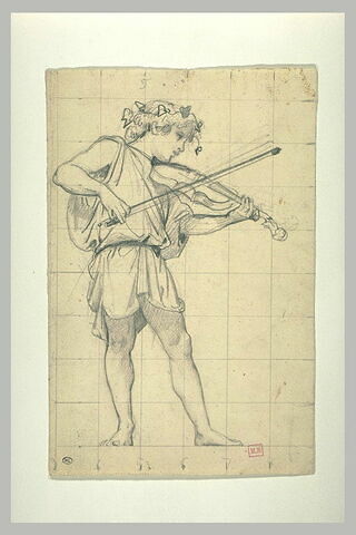 Jeune garçon couronné de feuillage, jouant du violon