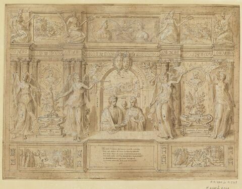 Frontispice avec deux personnages, symboles de Mausole et d'Artémise, image 1/2