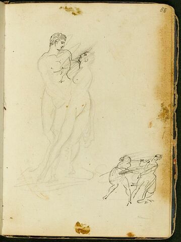 Couple nu, debout, enlacé ; deux figures se disputant, image 1/1