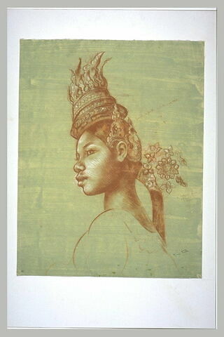 Buste de cambodgienne, une sorte de tiare posée sur le haut de la tête, ..., image 1/1