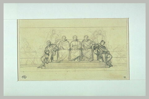 Etude du groupe d'Ictinus, Apelles, Phidias, pour l'Hémicycle des Beaux-Arts