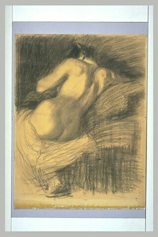 Femme nue assise, vue de dos, image 1/1