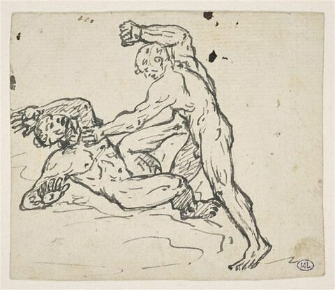 Deux hommes nus se battant, image 1/2