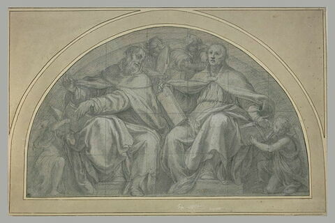 Projet de lunette avec saint Augustin et saint Ambroise
