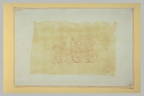 Personnages dans un chariot antique tiré par deux chevaux, image 1/1