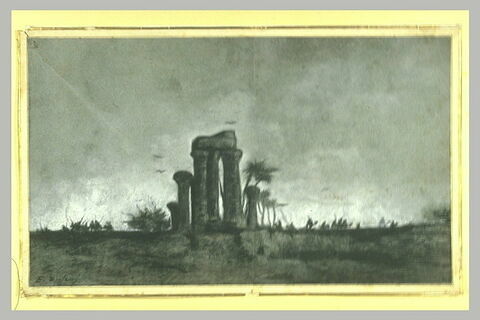 Paysage d'Egypte avec un temple en ruines