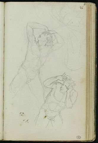 Un homme nu, tenant un parapluie, et un homme nu, les mains près de la tête, image 1/2