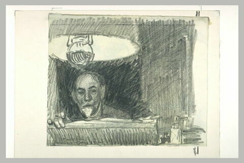 Steinlen dessinant sous une lampe, image 2/2
