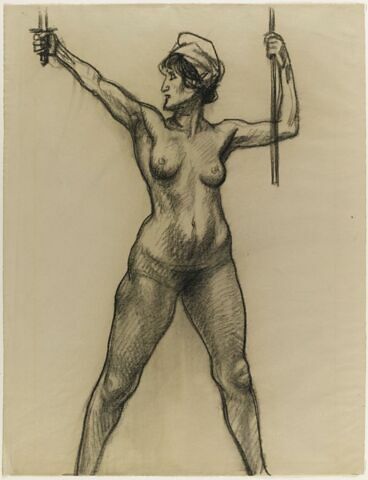 Etude de nu pour la République, vue de face, brandissant son épée