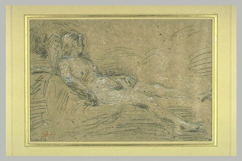 Femme nue, couchée sur un lit, image 1/1