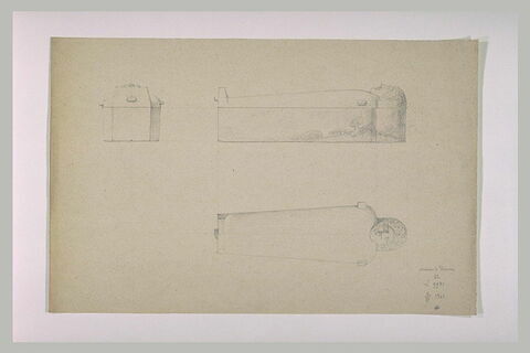 Sarcophage orné d'une tête d'homme, vu de dessus et de profil, image 1/1