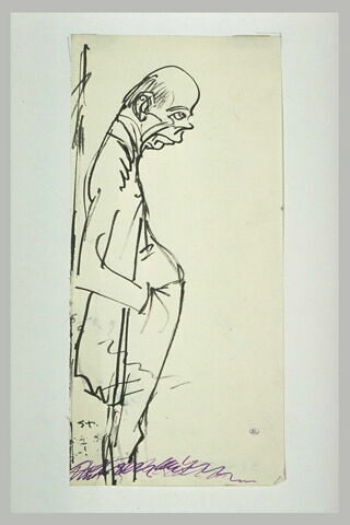 Croquis caricatural d'un homme presque chauve, bedonnant, image 1/1