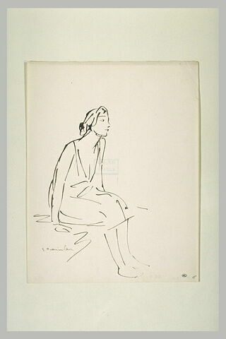 Femme en chemise, assise, image 1/1