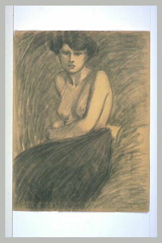 Femme assise, la poitrine nue, image 1/1