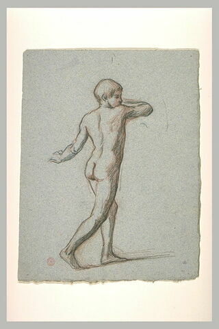 Etude d'un homme nu, vu de dos, le bras droit à hauteur du visage, image 1/1