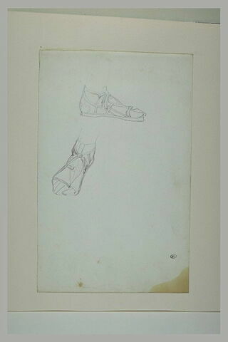 Deux études de pieds chaussés de sandales antiques, image 1/1