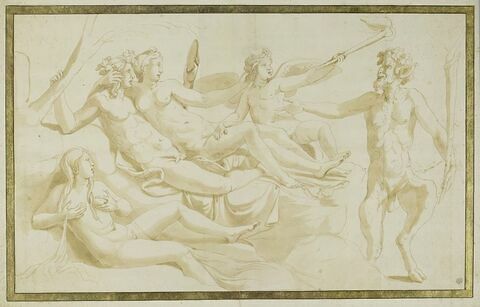 Bacchus et Ariane avec l'Amour, Cybèle et un satyre