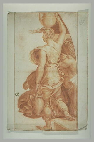 Femme drapée portant deux vases : figure de l'Incendie du Bourg, image 1/1