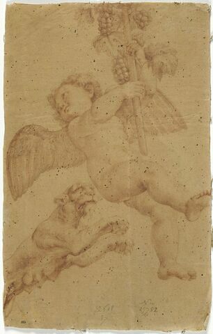 Amour volant portant le thyrse de Bacchus et une panthère, image 1/2