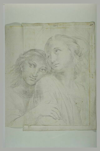 Deux jeunes femmes, vues en buste : Euterpe et Clio dans le Parnasse, image 1/1