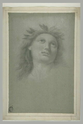 Tête de jeune homme lauré, regardant vers le haut : Apollon dans le Parnasse, image 1/1
