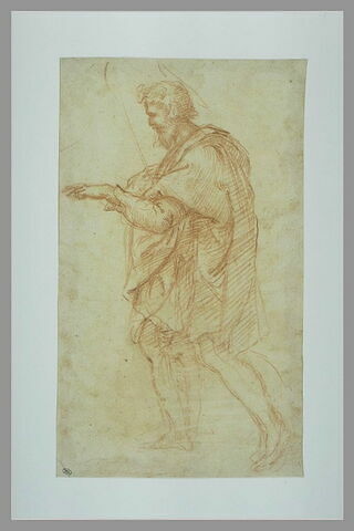 Saint Joseph, debout, de profil, se dirigeant vers la gauche