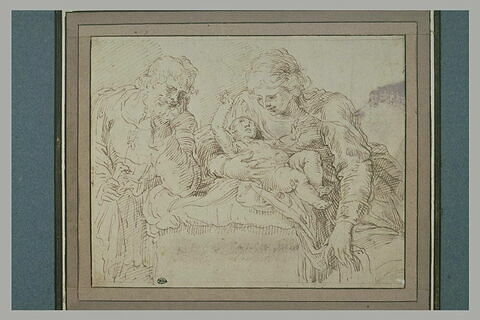 La sainte Vierge tenant l'Enfant dans ses bras devant saint Joseph, image 2/2