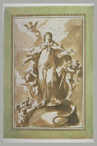 La Vierge debout sur un globe, et un monstre : Immaculée Conception (?), image 1/1