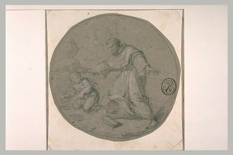 Saint Augustin et l'enfant vidant la mer dans un trou avec une coquille