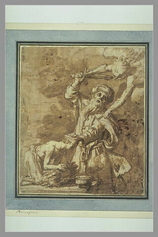 L'ange arrête la main d'Abraham s'apprètant à sacrifier Isaac sur l'autel, image 1/1