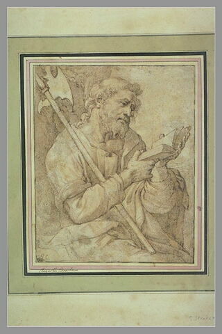 Saint Barthélemy assis et lisant, image 1/1