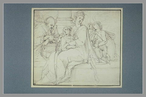 La Sainte Famille entourée d'un ange, de saint Jean et d'une autre figure, image 1/1