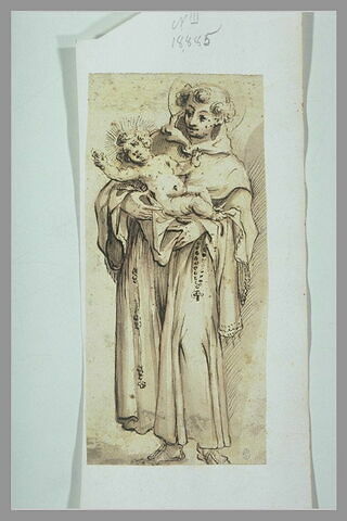 Saint Antoine de Padoue debout, de face, tenant l'Enfant Jésus dans ses bras, image 1/1