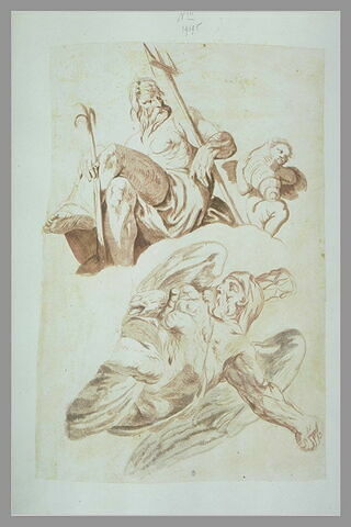 Neptune assis, tenant un trident, un enfant et un vieillard ailé, image 1/1