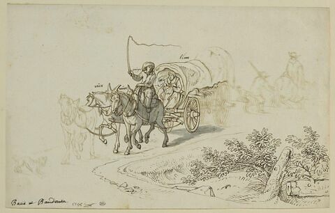 Etude d'un chariot trainé par trois chevaux, image 1/1