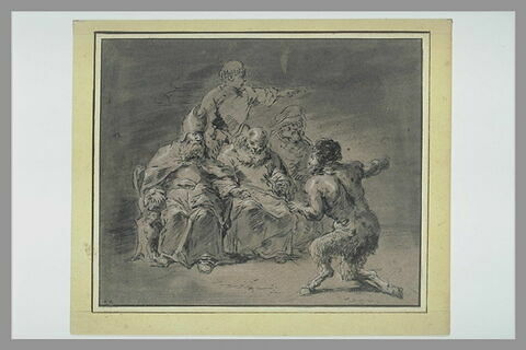 Un satyre devant un prêtre, deux vieillard, et un jeune homme, image 1/1
