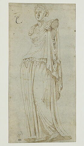 Statue antique représentant une femme drapée dépourvue de bras, image 1/1
