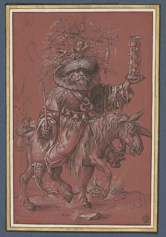 Saint Nicolas sur un âne, costumé en 'Vielfrass' ou glouton, image 1/2