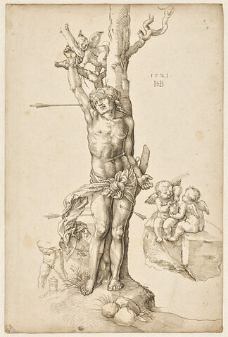 Des anges délivrant saint Sébastien attaché à un arbre