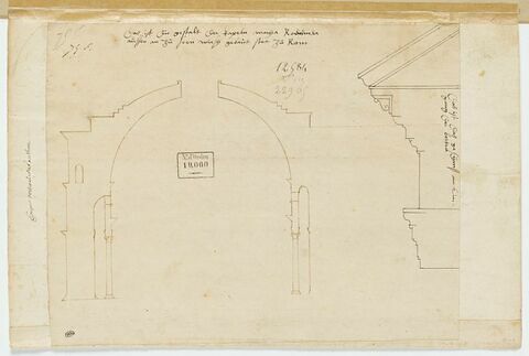 Coupe verticale du Panthéon de Rome et profil d'un entablement, image 1/2