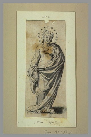 La Vierge Marie, debout, nimbée, image 1/1