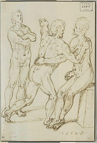 Groupe de trois hommes nus