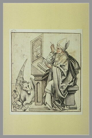 Saint Luc, assis, copiant un manuscrit, image 1/1