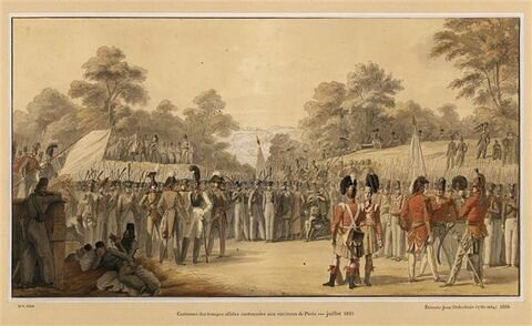 Troupes alliées russes et anglaises cantonnées à Paris en 1815