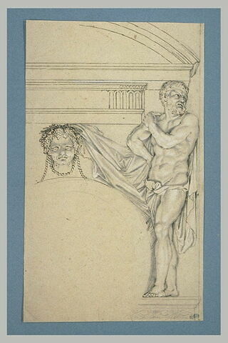 Etude d'atlante drapé pour le plafond de la Grande Galerie du Louvre, image 2/2