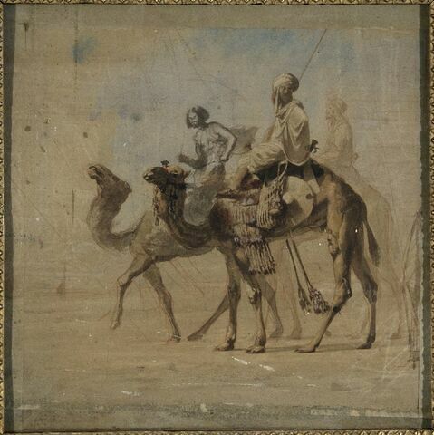 Trois arabes montés sur des chameaux, image 1/1